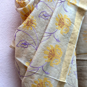 Freesia Bloom Embroidered Tussar Georgette Silk Saree