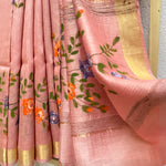 Load image into Gallery viewer, Hand Painted and embroidered Silk Saree
