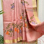 Load image into Gallery viewer, Hand Painted and embroidered Silk Saree
