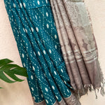 Load image into Gallery viewer, Teal Blue Argyle Organic Linen Saree
