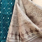 Load image into Gallery viewer, Teal Blue Argyle Organic Linen Saree
