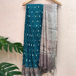 Load image into Gallery viewer, Teal Blue Argyle Organic Linen Saree
