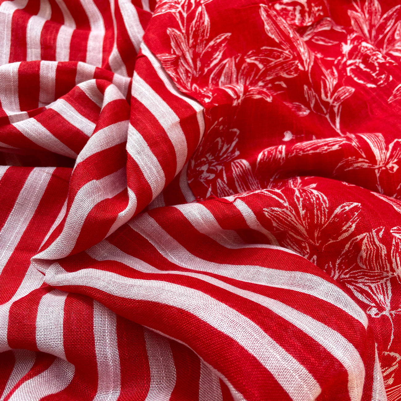 Lollipop Red Organic Linen Saree