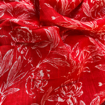 Lollipop Red Organic Linen Saree