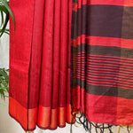 Load image into Gallery viewer, Rose Red Tussar Dupion Silk Saree
