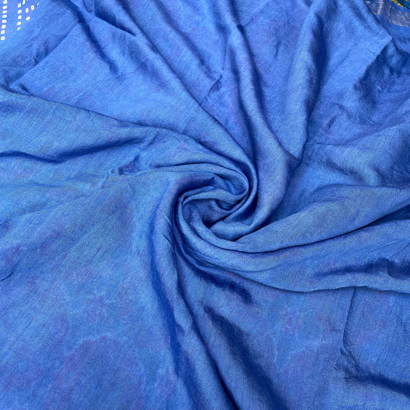 Palace Blue Bandhej-Patola Cotton Silk Saree