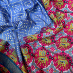 Load image into Gallery viewer, Palace Blue Bandhej-Patola Cotton Silk Saree
