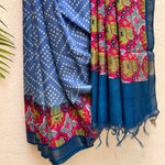 Load image into Gallery viewer, Palace Blue Bandhej-Patola Cotton Silk Saree
