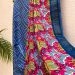 Load image into Gallery viewer, Palace Blue Bandhej-Patola Cotton Silk Saree
