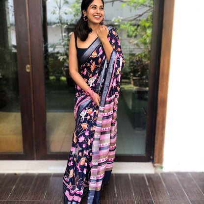 Royal Pichwai Organic Linen Saree
