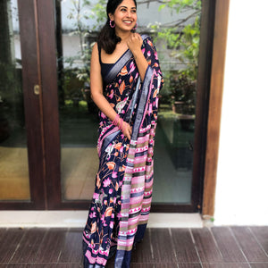 Royal Pichwai Organic Linen Saree