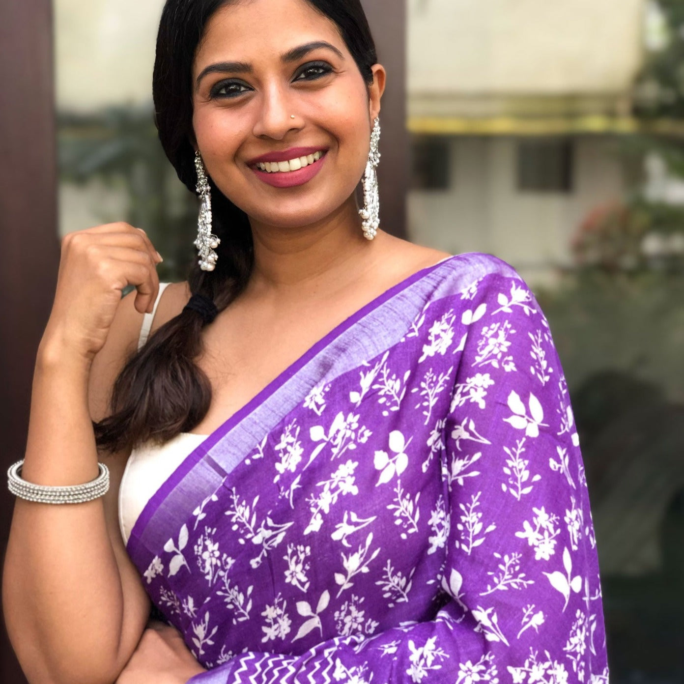 Royal Purple Organic Linen Saree