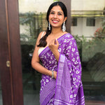 Load image into Gallery viewer, Royal Purple Organic Linen Saree
