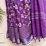 Load image into Gallery viewer, Royal Purple Organic Linen Saree
