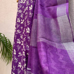 Load image into Gallery viewer, Royal Purple Organic Linen Saree
