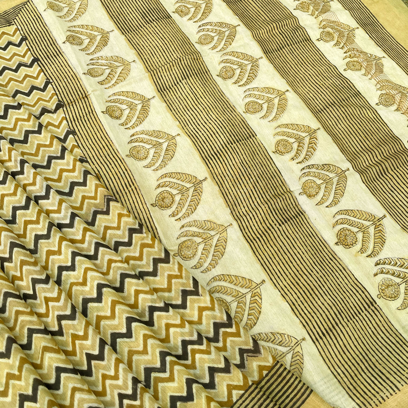 Saanjh Cotton Silk Hand Block Printed Saree