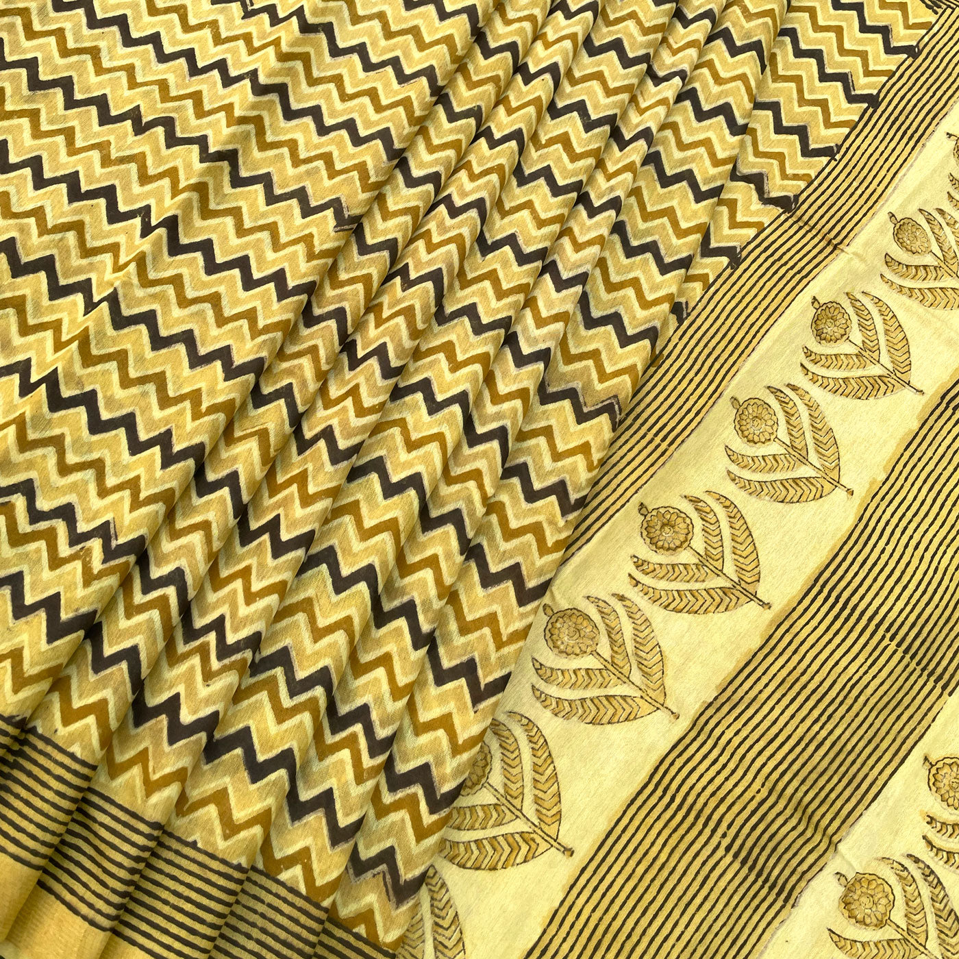 Saanjh Cotton Silk Hand Block Printed Saree