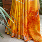 Load image into Gallery viewer, Trumpet Vine Shibori Cotton Linen Saree
