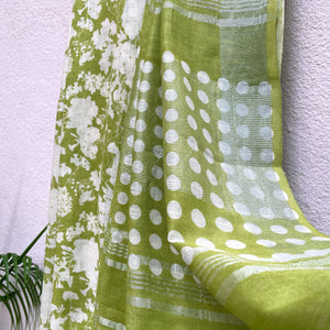 Wild Lime Organic Linen Saree