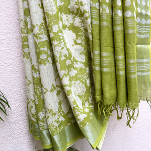 Wild Lime Organic Linen Saree