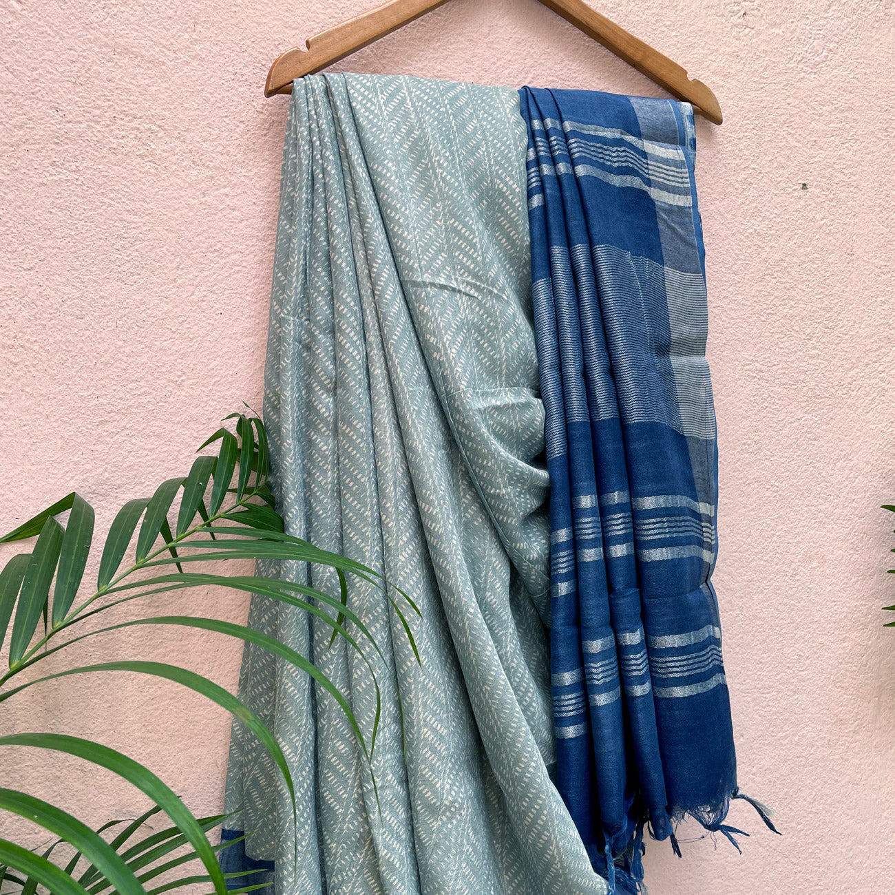 Cloudburst Organic Linen Saree
