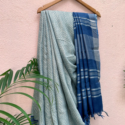 Cloudburst Organic Linen Saree